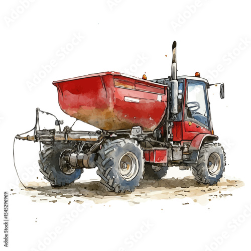 Fertilizer Spreader, watercolor clipart vector, isolated on a white background.
