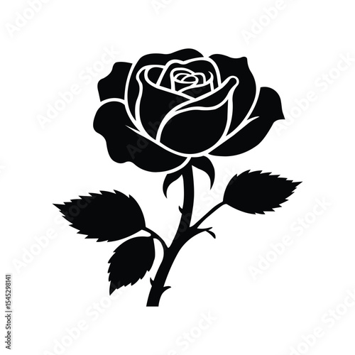 Creative rose silhouette design vector template. Rose icon and sign.