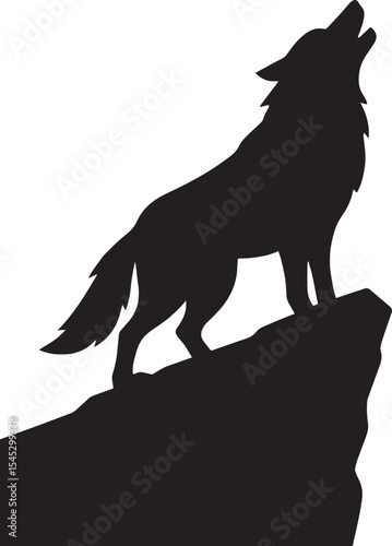 Lone Wolf Howling on Mountain Cliff Silhouette,

Black and White Wolf Silhouette on Rock,

Wild Wolf Howling – Isolated Vector Silhouette