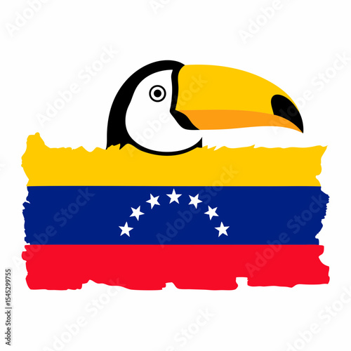 Toucan bird head over venezuelan flag illustration