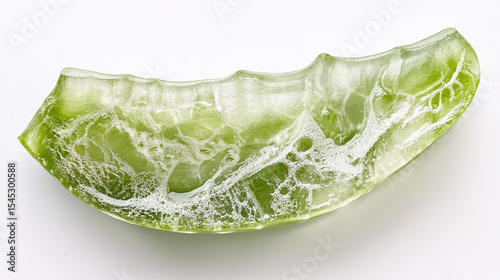Aloe vera slice closeup on white background 
