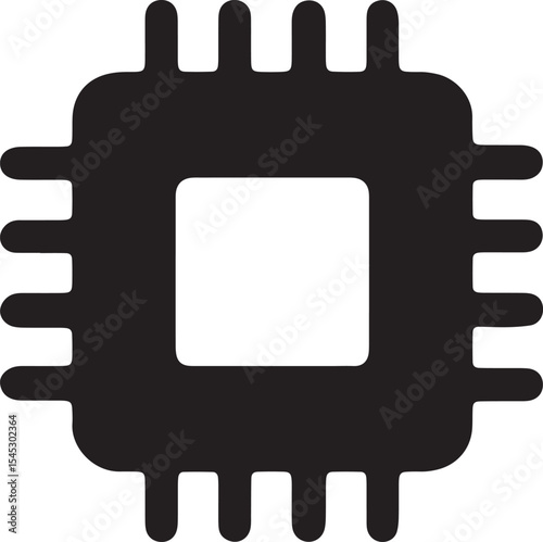 A detailed microchip icon symbolizing processors, electronics, and technological advancement, ideal for AI, hardware design, and cutting-edge tech innovation projects