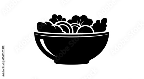 Bowl of Fresh Salad Vector Graphic Minimalist Style