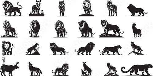 Photography Majestic wild animals lion wolf deer silhouette collection