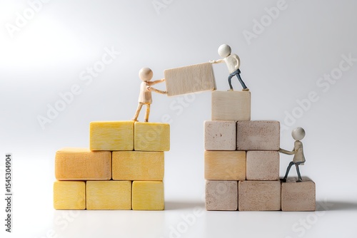 Teamwork collaboration building blocks success together concept partnership support strategy achievement 