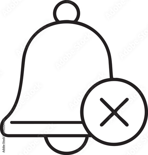 Notification Bell with Muted Symbol A Clear Representation of Silenced Alerts and Disabled Notifications in Simple Black and White