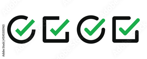 check box icon with correct, accept checkmark icons green tick box, check list circle frame - checkbox symbol sign. check mark box square frame.