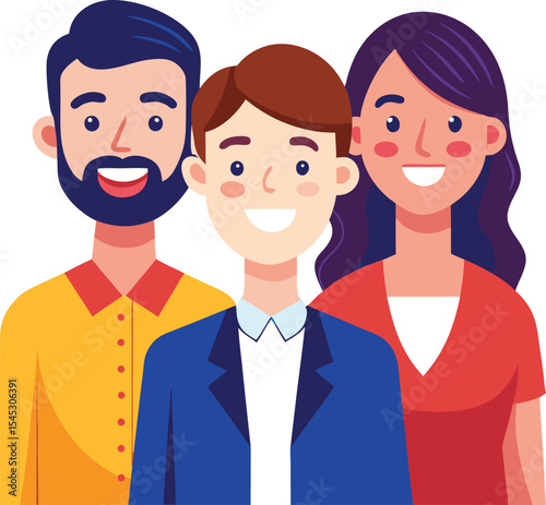 group of young people, happy man and women, vector illustration of people
