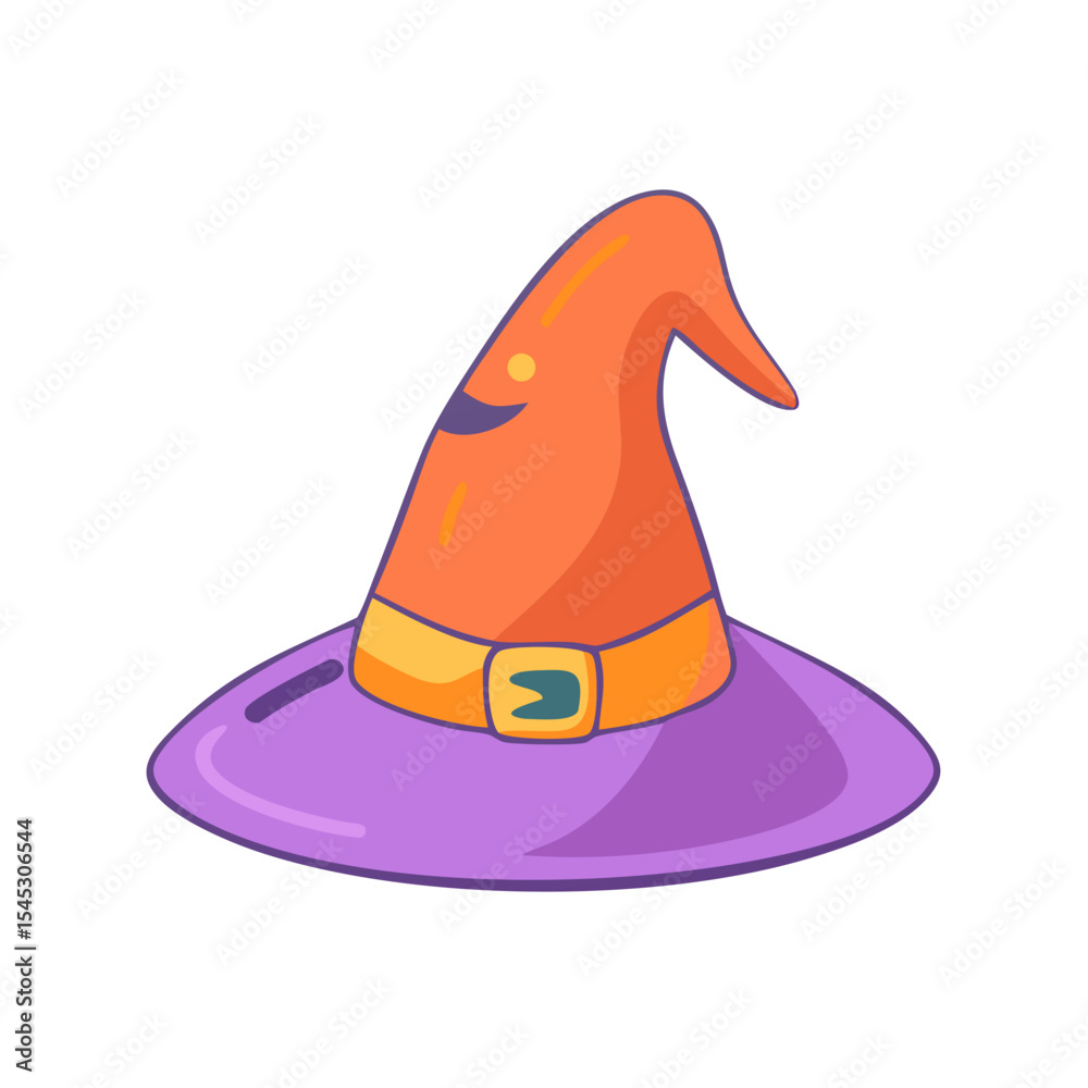 Naklejka premium Cute halloween clipart of witch hat. Vector illustration on white background.