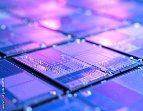 Close-Up View of Violet-Tinted Technology Pad with Additive Mapping Elements