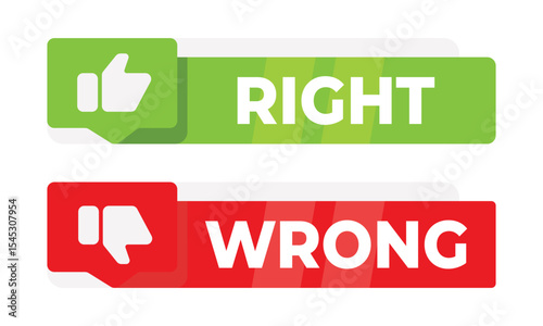 check mark icon button set. check box icon with right and wrong buttons and yes or no checkmark icons in green tick box and red cross 