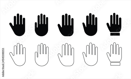 Hand icon set and hand gesture.eps