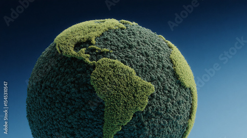 Preservation of nature. Greening the planet. Illustration of the Earth covered with green plants.