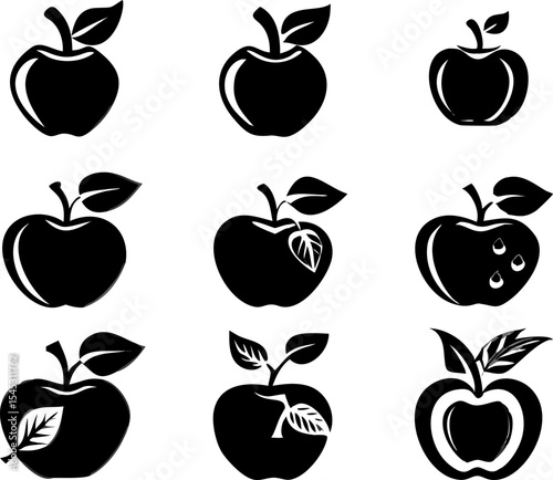 Sleek apple silhouette vector design with smooth curves and minimal detail, ideal for modern branding.