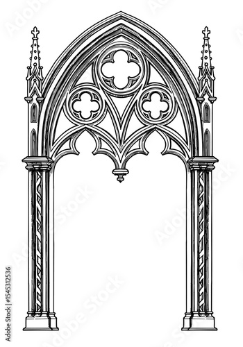 Ornate gothic archway design, detailed architectural drawing.