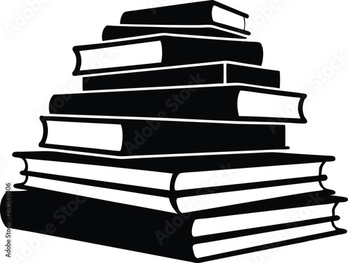 Stack of black books silhouette vector, Books icon