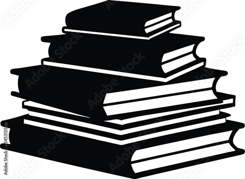 Stack of black books silhouette vector, Books icon