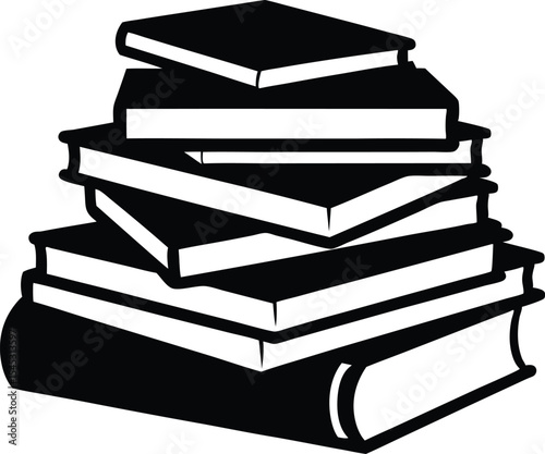 Stack of black books silhouette vector, Books icon