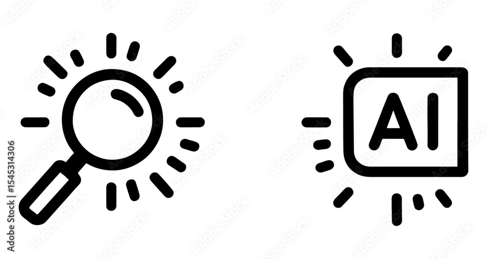Obraz premium AI-Powered Search and Discovery Innovative Vector Icons for Seamless Search Experiences