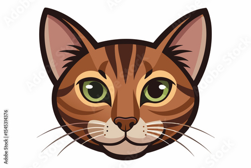 Modern Tabby Cat Head Vector Design for Merchandise