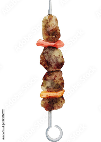watercolor russian kebabs shashlik