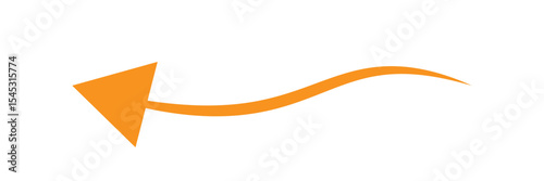 Long curved orange  arrow pointing right, isolated on white background.