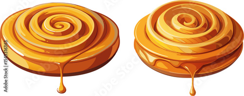 jalebi spiral dripping with syrup, white background