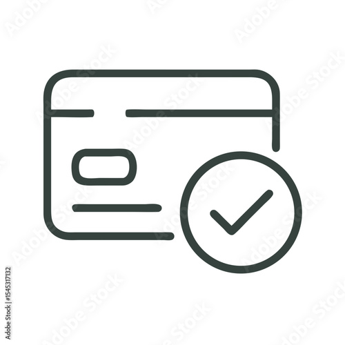 Credit card icon with checkmark symbolizing approval and security  