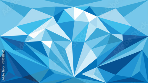 Abstract geometric crystal illustration in shades of blue ideal for modern design projects