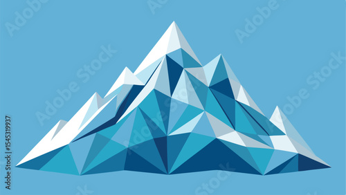 Abstract geometric mountain range in blue tones ideal for various design projects