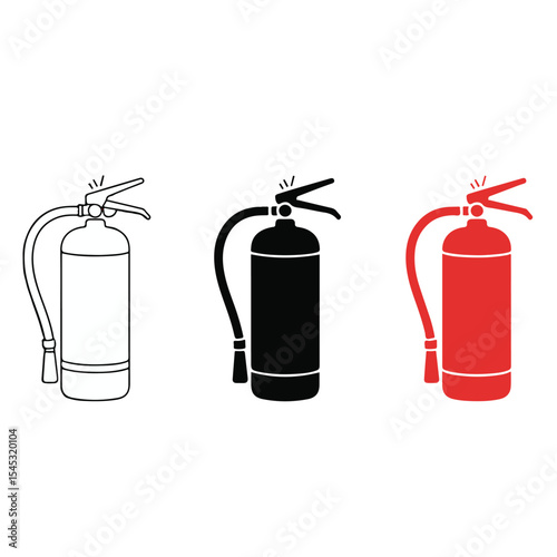 Red fire extinguisher vector for emergency safety and protection