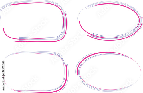 abstract pink blue colorful line doodle frames