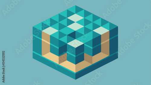 Abstract isometric geometric cube in shades of teal suitable for various creative projects