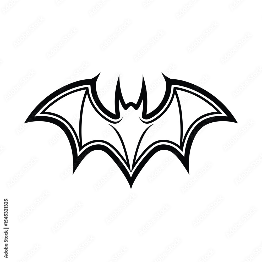 Line Art Bat Silhouette Vector Illustration Isolated on White Background for Halloween Decoration and Graphic Design Projects, Creepy Flying Mammal Line Art Bat Silhouette Vector Illustration Isolated on White Background for Halloween Decoration and Graphic Design Projects, Creepy Flying Mammal