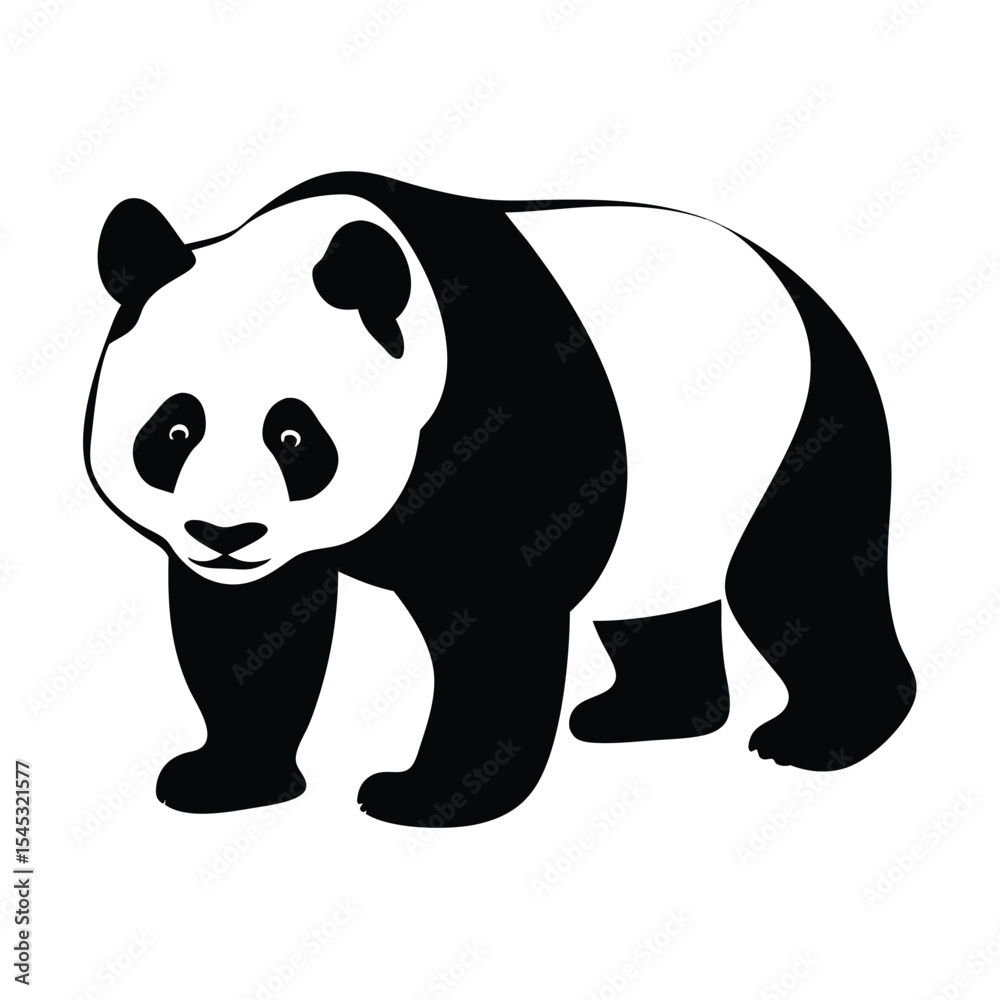 Fototapeta premium Playful Giant Panda: An adorable giant panda with striking black and white markings stands proudly, embodying the essence of charm and tranquility.