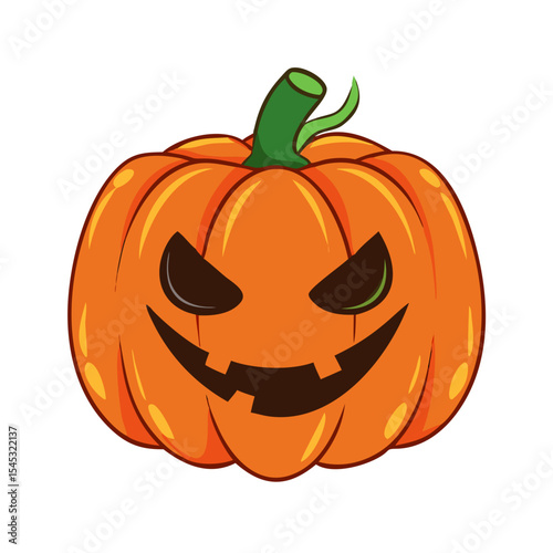 Cute halloween clipart of pumpkin. Vector illustration on white background.