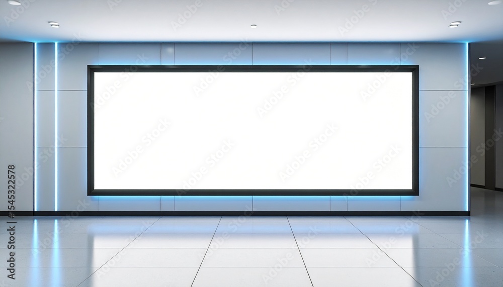 Fototapeta premium Modern Blank Billboard in Sleek Interior Space for Advertisement.