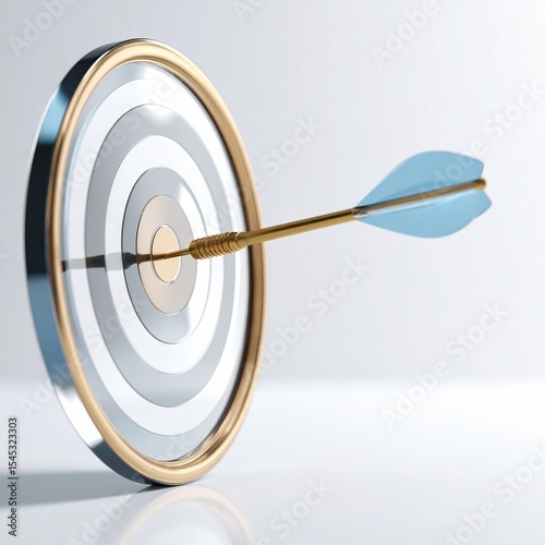 Gold and Silver Arrow Hitting Bullseye Target Success Achievement.