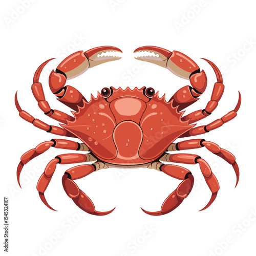 Isolated red crab with prominent claws on a white background, perfect for showcasing this striking marine crustacean