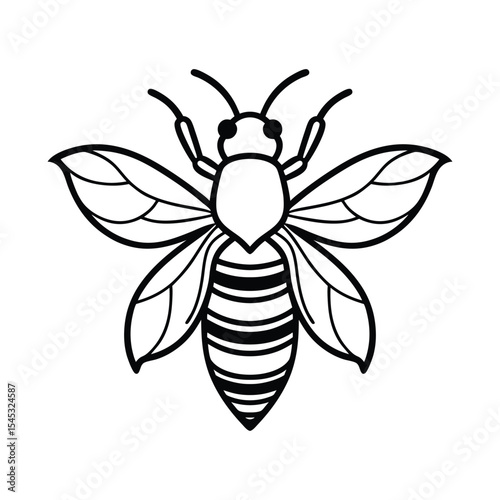 Stylized Bee Outline Vector on White Background Insect Design Element Honeycomb Graphic Pollination Icon Apiculture Symbol Nature Illustration