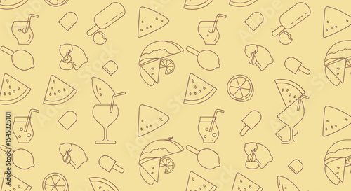 Summer Outlines Watermelon Lemonade Lemon and Popsicle Pattern 1.