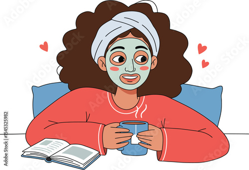 Cozy Evening Self-Care with Face Mask and Hot Beverage