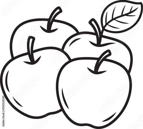 Red apple vector illustration with a fresh green leaf, symbolizing healthy and delicious fruit