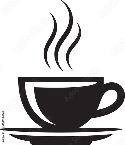 Hot coffee mug vector icon for cafe breakfast beverage illustration