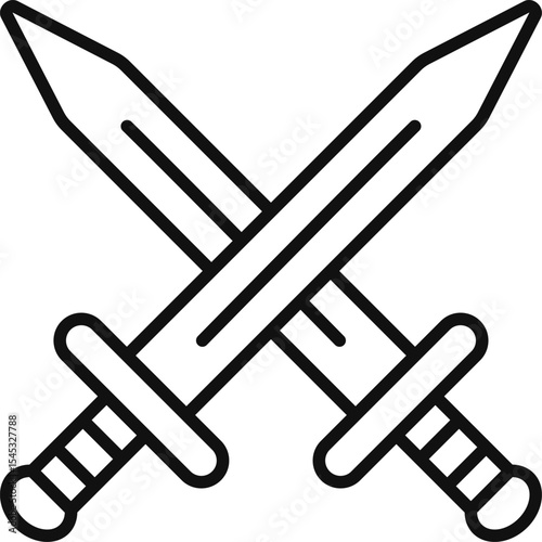 Crossed swords icon. Vector. Line style.