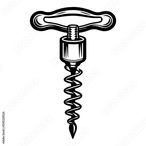 Corkscrew isolated on white background is a tool to open wine bottles