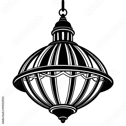 Hanging pendant lamp with ornate design isolated on white background