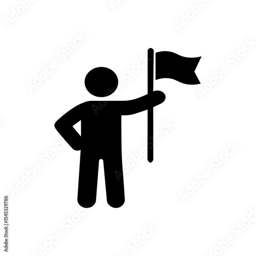 Silhouette vector illustration of a man holding a flag, symbol of protest, patriotism, victory, demonstration, or celebration, isolated concept for revolution, activism, leadership, and achievement