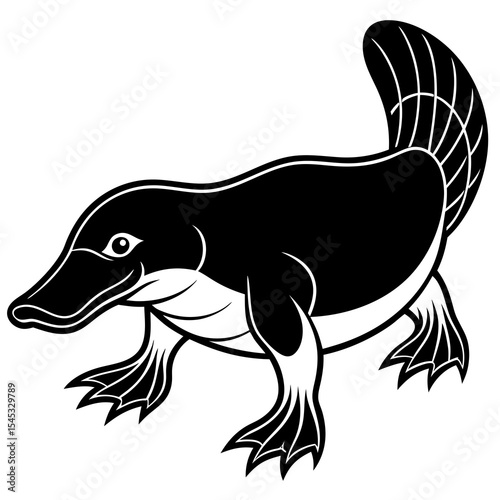 Cartoon platypus isolated on white background