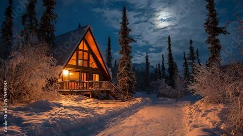 cottage in the snowy woods